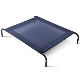 Large Navy Indoor/Outdoor Steel Frame Elevated Dog Cot Bed Mat