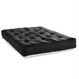 Queen size 6-inch Thick Spring Futon Mattress in Black