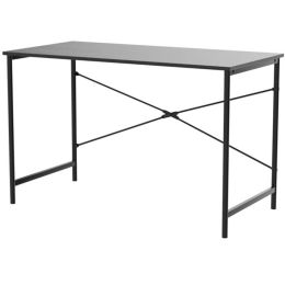 Modern Home Office Computer Desk Table with Black Metal Frame and Wood Top