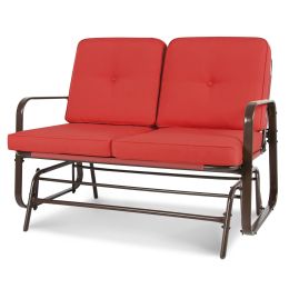 UV-Resistant Red 2 Seater Ergo Patio Glider Loveseat Rocking Chair Bench