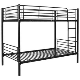 Twin over Twin Steel Bunk Bed Frame with Ladder in Black