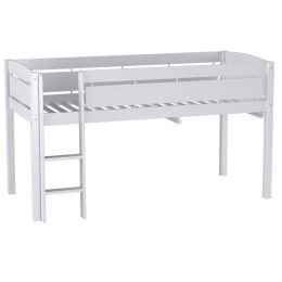 Twin size Kids Teens Bunk Loft Bed in White Wood Finish