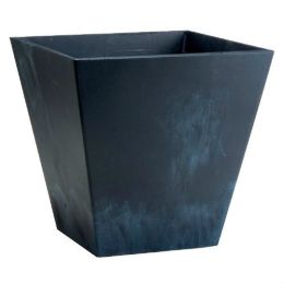 Contemporary 12-inch Square Planter in Black Plastic