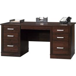 Dark Espresso Executive Computer Desk w/ Filing Cabinets Storage