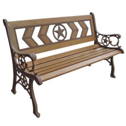 2-Seat Outdoor Metal and Wood Garden Park Bench