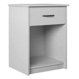 Bedroom 1-Drawer Nightstand in Light Grey Wood Finish