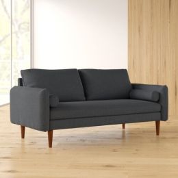 Modern Dark Grey Fabric Upholstered Mid-Century Style Sofa