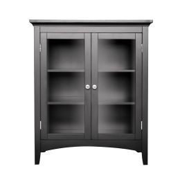 Dark Espresso Freestanding Bathroom Floor Cabinet with Storage Shelves