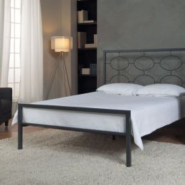 King size Contemporary Metal Platform Bed in Graphite Finish