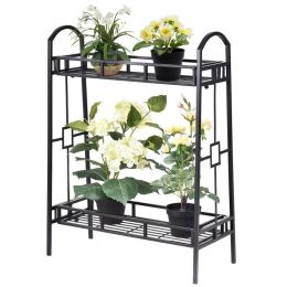 Rustic Heavy Duty Indoor/Outdoor 2 Tier Plant Stand Planter Rack