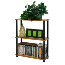 Light Cherry and Black Finish 3-Tier Bookcase