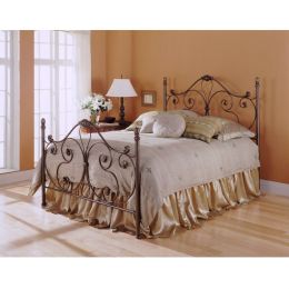 Queen size Metal Bed with Headboard and Footboard in Majestic Finish