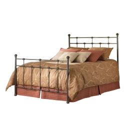 Queen size Metal Bed with Headboard and Footboard in Hammered Brown