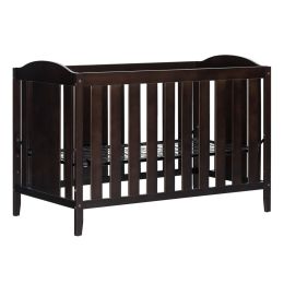 Traditional Vintage 3-in-1 Convertible Baby Crib Toddler Bed in Espresso