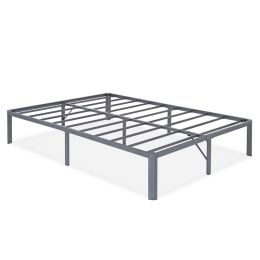 Full Heavy Duty Grey Metal Platform Bed Frame with Round Corners