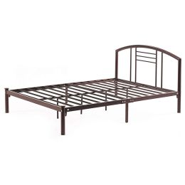 Full size Platform Metal Bed Frame with Headboard in Bronze Finish