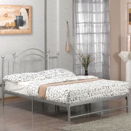 Full size Metal Platform Bed Frame with Headboard and Footboard in Silver