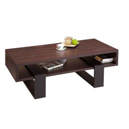 Modern Coffee Table in Black and Walnut Brown Finish