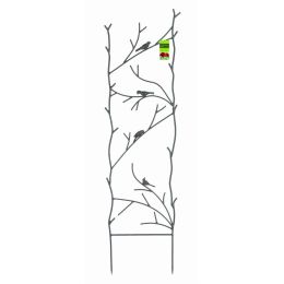 4-Ft High Garden Trellis with Metal Birds Branch Design in Espresso