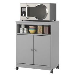 Grey Utility Cart / Kitchen Microwave Cart with Casters