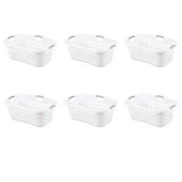 Set of 6 White Laundry Baskets w/ Carry Handles