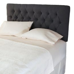 Queen size Padded Button Tufted Upholstered Headboard in Charcoal