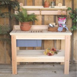 Wooden Potting Bench Garden Table  - Made in USA