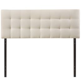 King size Off-White Ivory Fabric Button-Tufted Upholstered Headboard