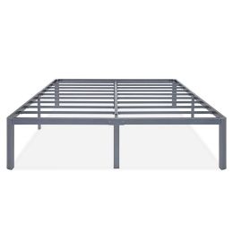 King Heavy Duty Grey Metal Platform Bed Frame with Round Edges