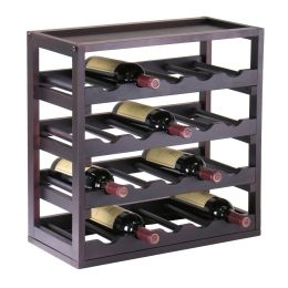 20-Bottle Wine Rack Stackable Modern Style in Espresso