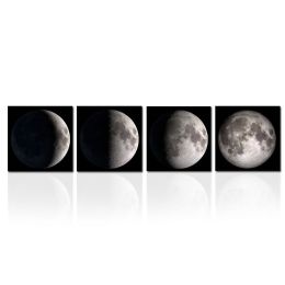 Moon Phases 4-Panel Modern Framed Canvas Print Wall Art