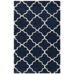 5'1" x 7'6" Shag Extra Plush Geometric Indoor Blue/Beige Area Rug