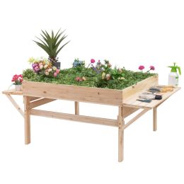 Solid Fir Wood Large 6 ft x 4 ft Elevated Garden Bed Planter