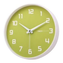 Silent Non-Ticking Wall Clock in Key Lime and White