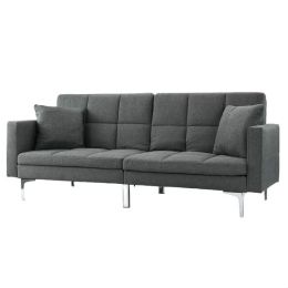 Grey Linen Split-Back Modern Sleeper Sofa Couch