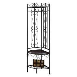 Rustic Entryway Corner Copper Metal Hall Tree Brown