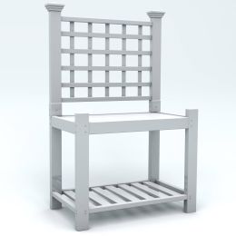 Outdoor White Vinyl Garden Classic Potting Bench with Shelf