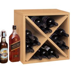 Stackable 12-Bottle Wine Rack in Natural Wood Finish