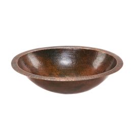 Oval Hammered Copper Bathroom Vessel Sink 17 x 12 inch