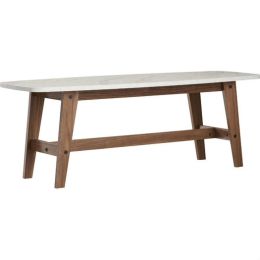 Modern Wood Coffee Table with Faux Marble Top