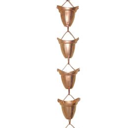 Pure Copper 8.5 Ft Rain Chain with 17 Bell Cups