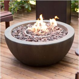 28-inch Round Enviro Stone Fire Pit Bowl with Propane Tank Hideaway Table