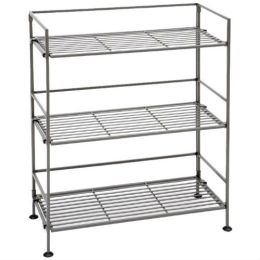 3-Shelf Iron Rectangular Folding Metal Bookcase Storage Shelves