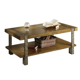 Contemporary Modern Classic Coffee Table in Worn Oak Finish