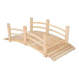 5-Ft Cedar Wood Garden Bridge with Railings in Natural Finish