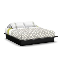 King size Modern Platform Bed Frame in Black Wood Finish