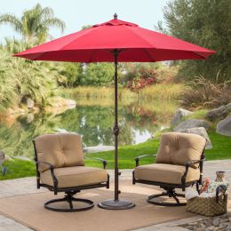 Sunbrella 9-Ft Patio Umbrella with Deluxe Tilt in Antique Bronze with Red Shade