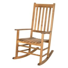 Outdoor Porch Rocker Mission Style Wood Rocking Chair in Teak Finish