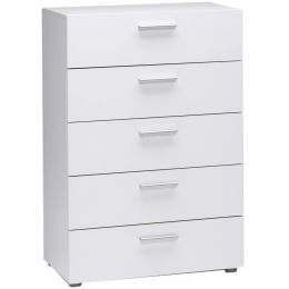 Contemporary 5-Drawer Bedroom Storage Dresser Chest in White