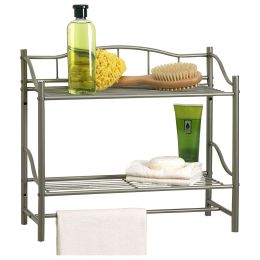 Wall Mounted Bathroom Storage Shelf in Pearl Nickel Metal Finish